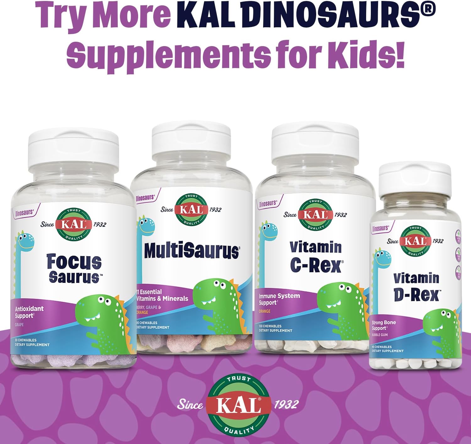 KAL Focus-Saurus Uva, 30 Comprimidos Masticables