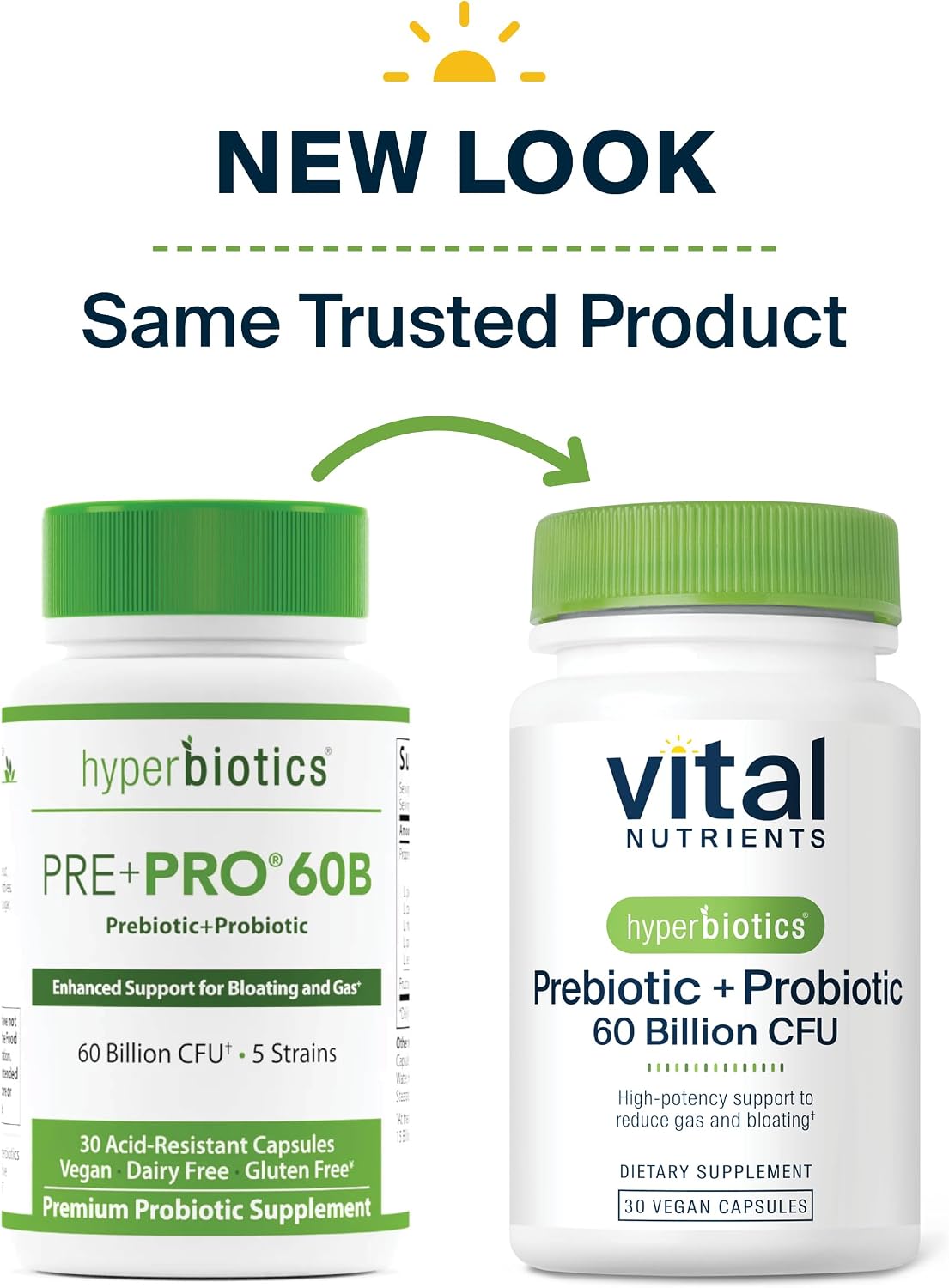 Hyperbiotics Vital Nutrients Prebiótico y Probiótico para Mujeres y Hombres | 60B UFC | 30 Cápsulas Veganas