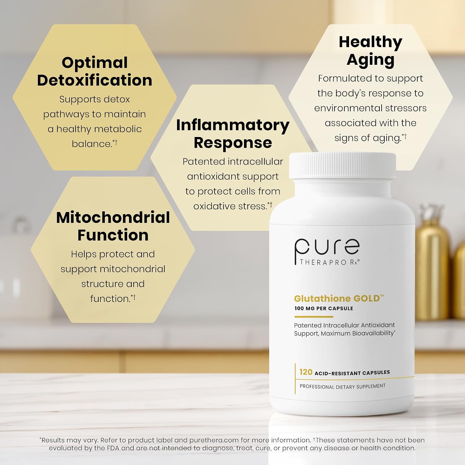 Pure Therapro Rx S-Acetyl Glutathione Gold, 100mg, 120 Cápsulas