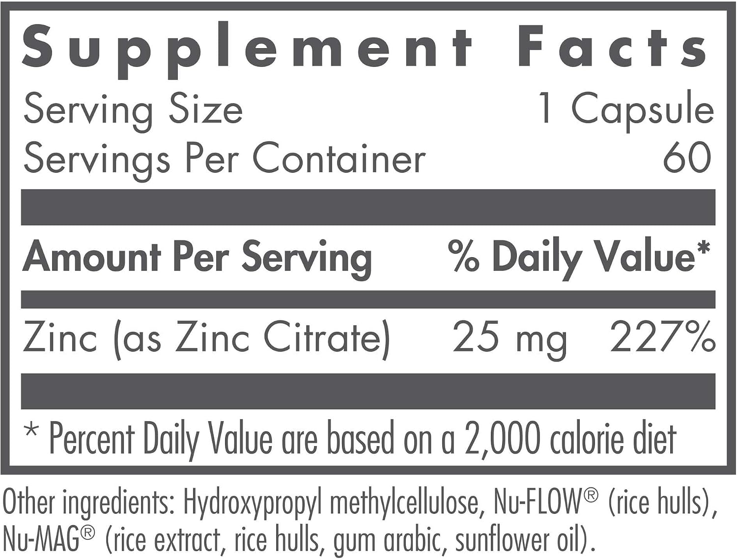 NutriCology Zinc Citrate - 25 mg - 60 Capsules