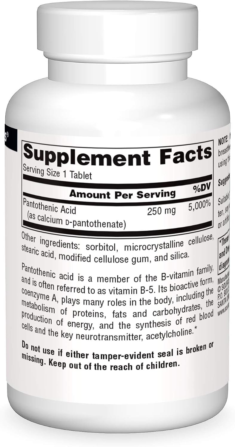 Source Naturals Ácido Pantoténico 250 mg - 100 Comprimidos