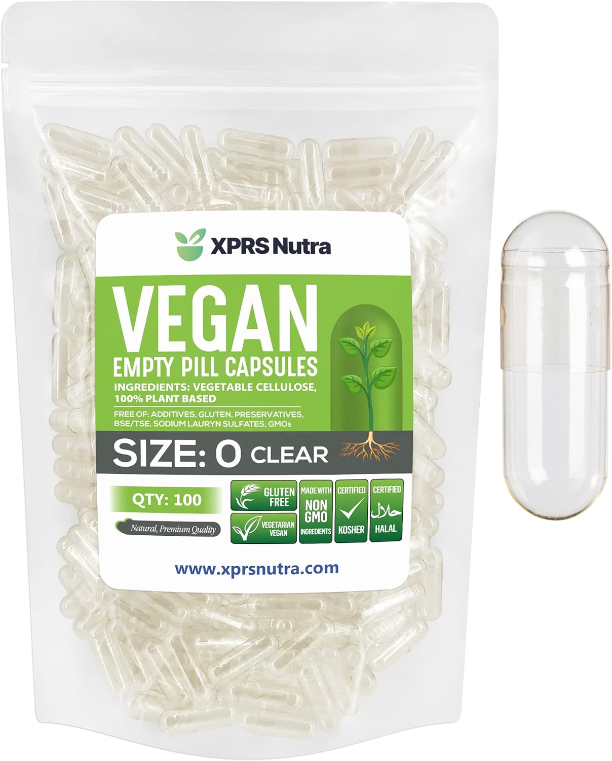 XPRS Nutra Cápsulas Vacías Vegetarianas Tamaño 0 - 100 uds - Veganas