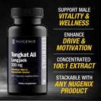 Nugenix Essentials Tongkat Ali para Hombres - Extracto de Longjack 200 mg, 30 Cápsulas