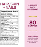 Nature's Bounty Optimal Solutions Hair, Skin & Nails con Biotina - Gominolas sabor fresa - 80 unidades (Paquete de 5)