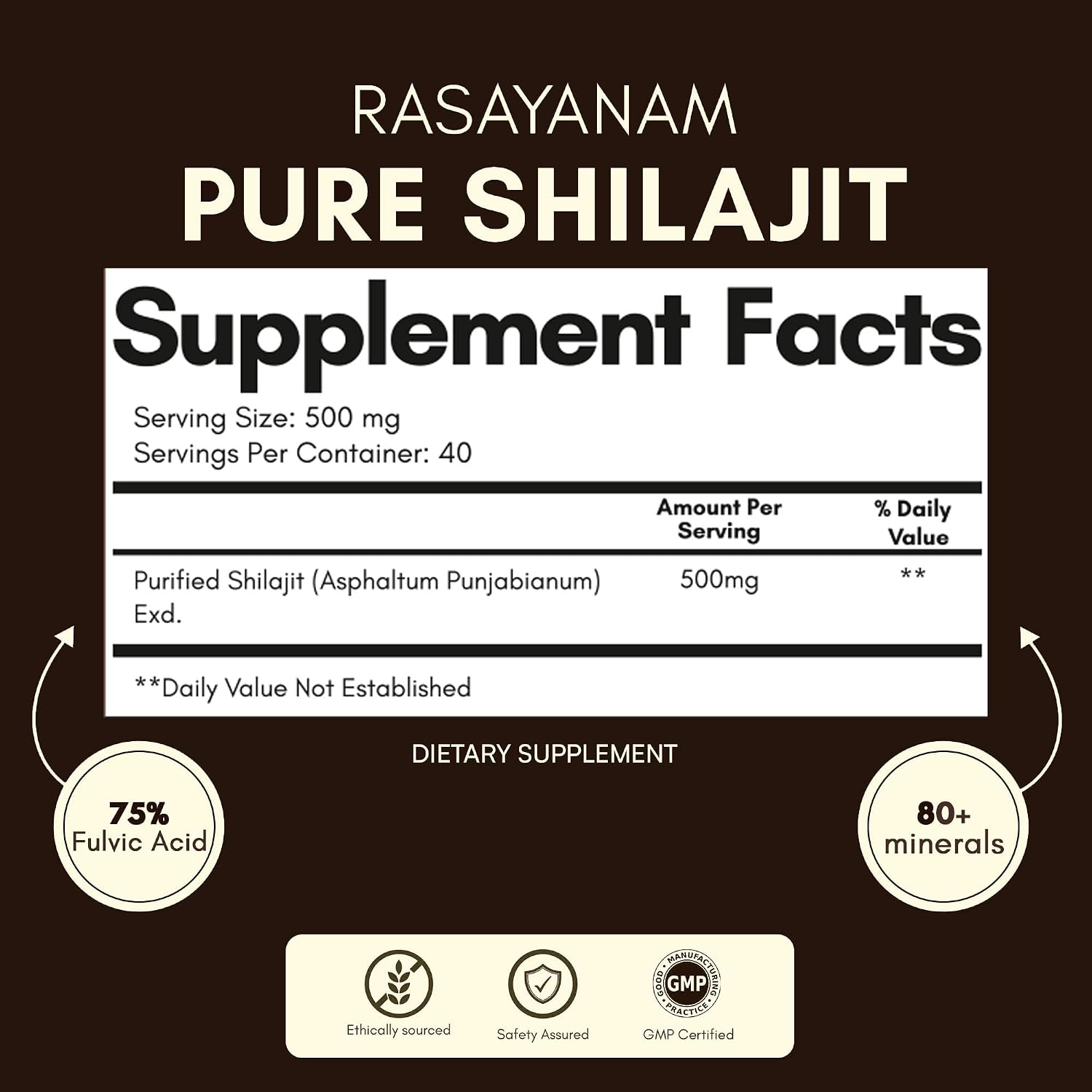 Rasayanam Shilajit Resina Pura del Himalaya (20g) - 80+ Minerales y 75% Ácido Fúlvico