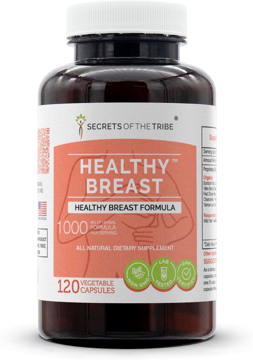 Secrets of the Tribe - Healthy Breast Formula, Mezcla de Suplementos Herbales (120 Cápsulas)