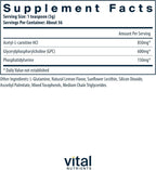 Vital Nutrients Vital Brain Powder - Suplemento para la función cognitiva y memoria - 150 g - Sabor limón