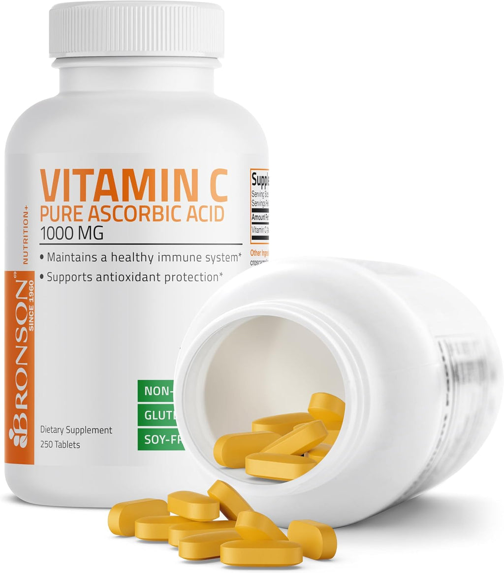 Bronson Vitamina C 1000 mg – Ácido Ascórbico Premium No GMO (250 Comprimidos)