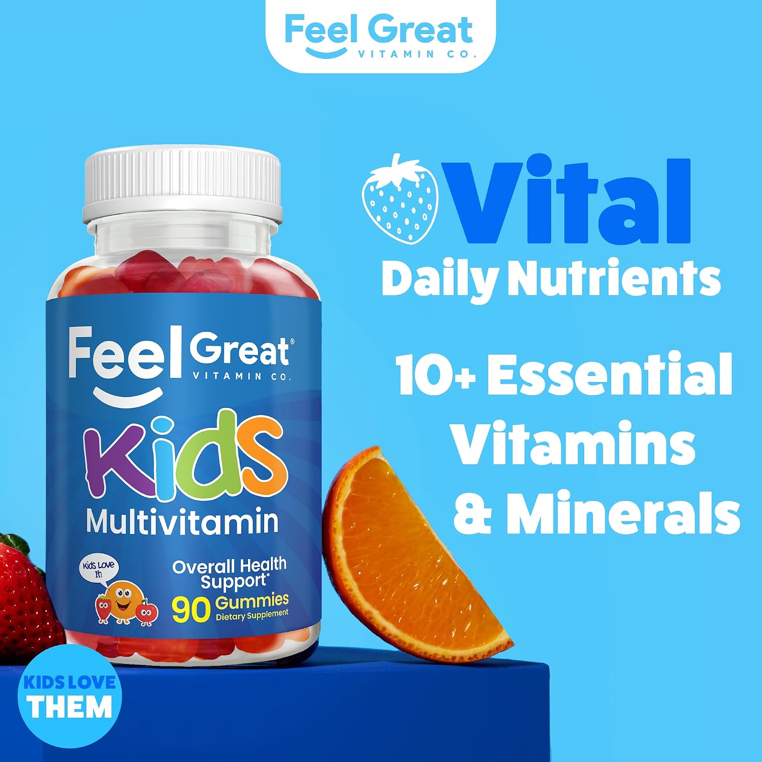 Feel Great Kids Multivitamin Gummies - Gominolas Multivitamínicas para Niños, 45 Días