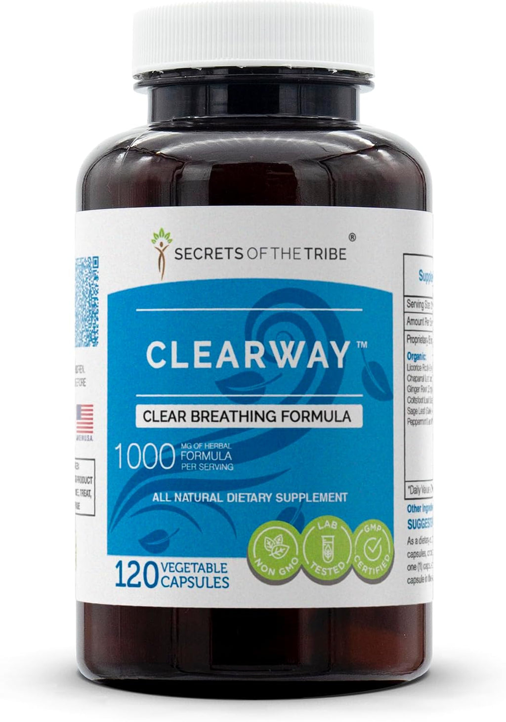 Secrets of the Tribe - Clearway, Fórmula para Respiración Clara, Suplemento Herbal (120 Cápsulas)