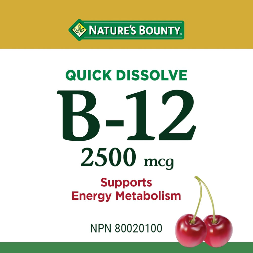Nature's Bounty Vitamina B12 2500mcg, 120 Comprimidos Sublinguales