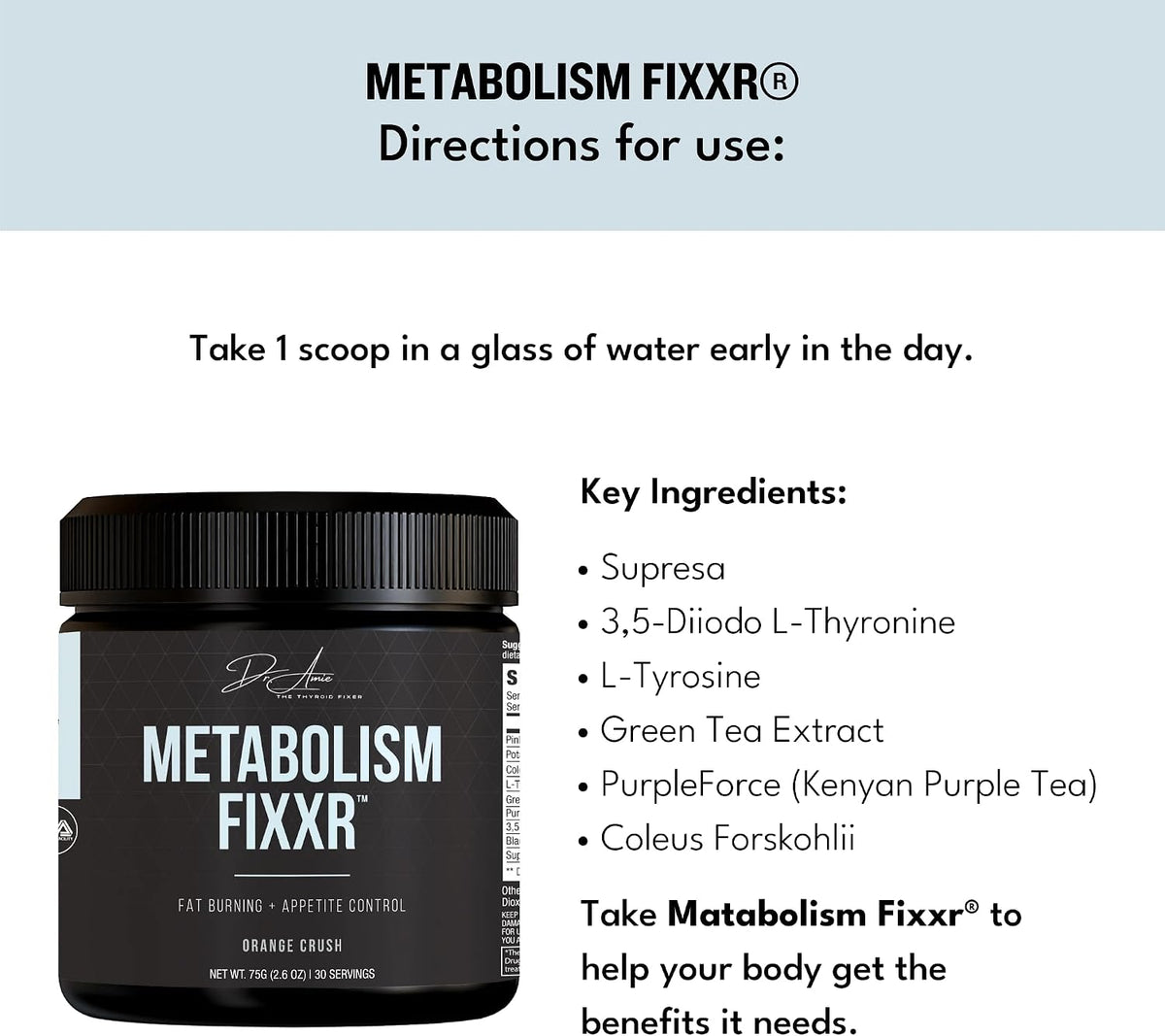 Metabolism Support by Dr. Amie | Sabor Orange Crush | 30 Servicios - görsel 5