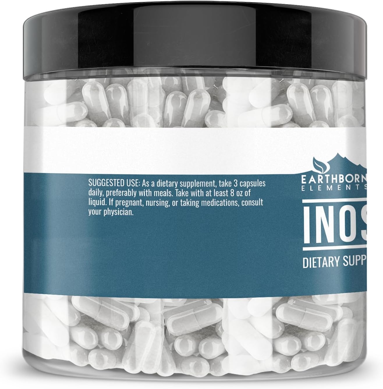 Earthborn Elements Inositol 200 Cápsulas, Puro y sin Diluir, Sin Aditivos