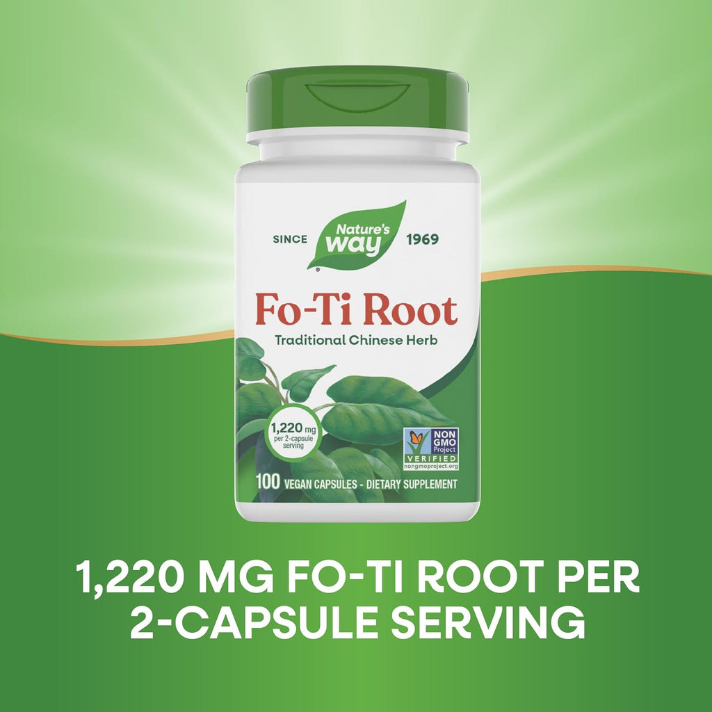 Nature's Way Raíz de Fo-Ti, 1220 mg por Dosis, 100 Cápsulas Veganas