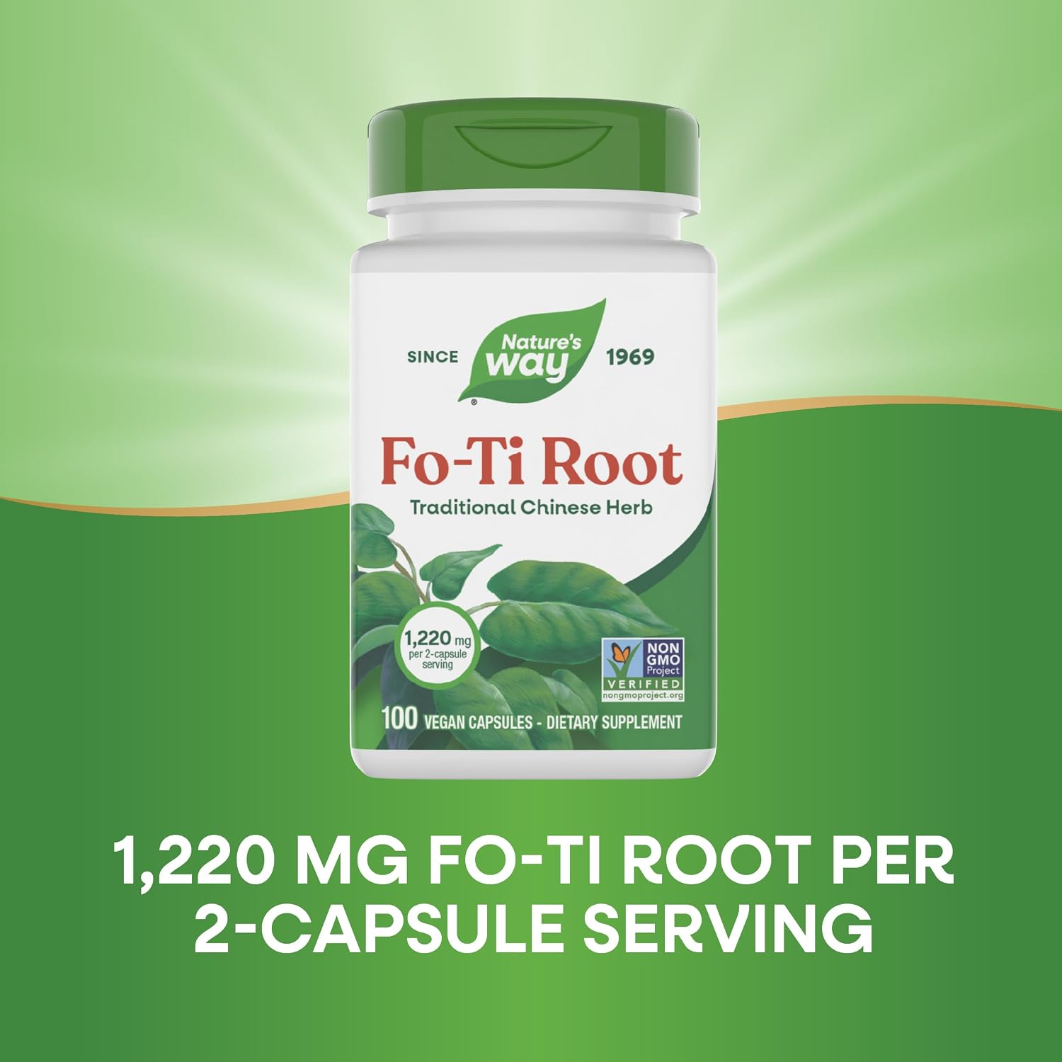 Nature's Way Raíz de Fo-Ti, 1220 mg por Dosis, 100 Cápsulas Veganas