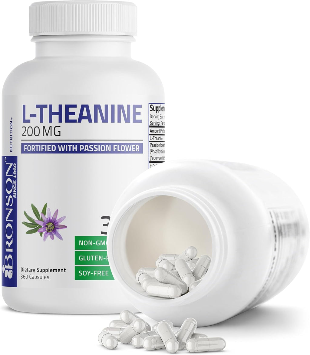 Bronson L-Teanina 200mg (Doble Concentración) con Pasiflora - 360 Cápsulas