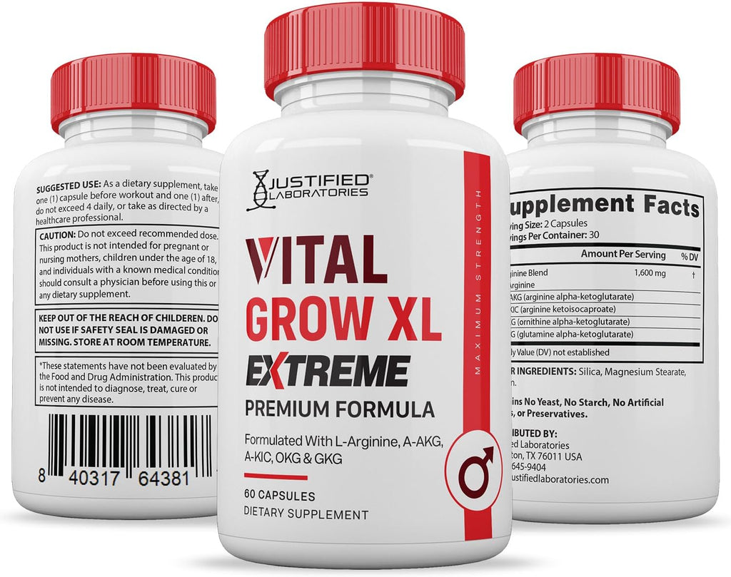 Vital Grow XL Extreme Cápsulas 1600mg Fórmula Premium para la Salud Masculina 60 Cápsulas