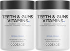 Codeage Teeth & Gums Vitaminas y Probióticos Orales - Suplemento dental con Calcio, Colágeno, Vitaminas C, D3, K2, Zinc - Paquete de 2