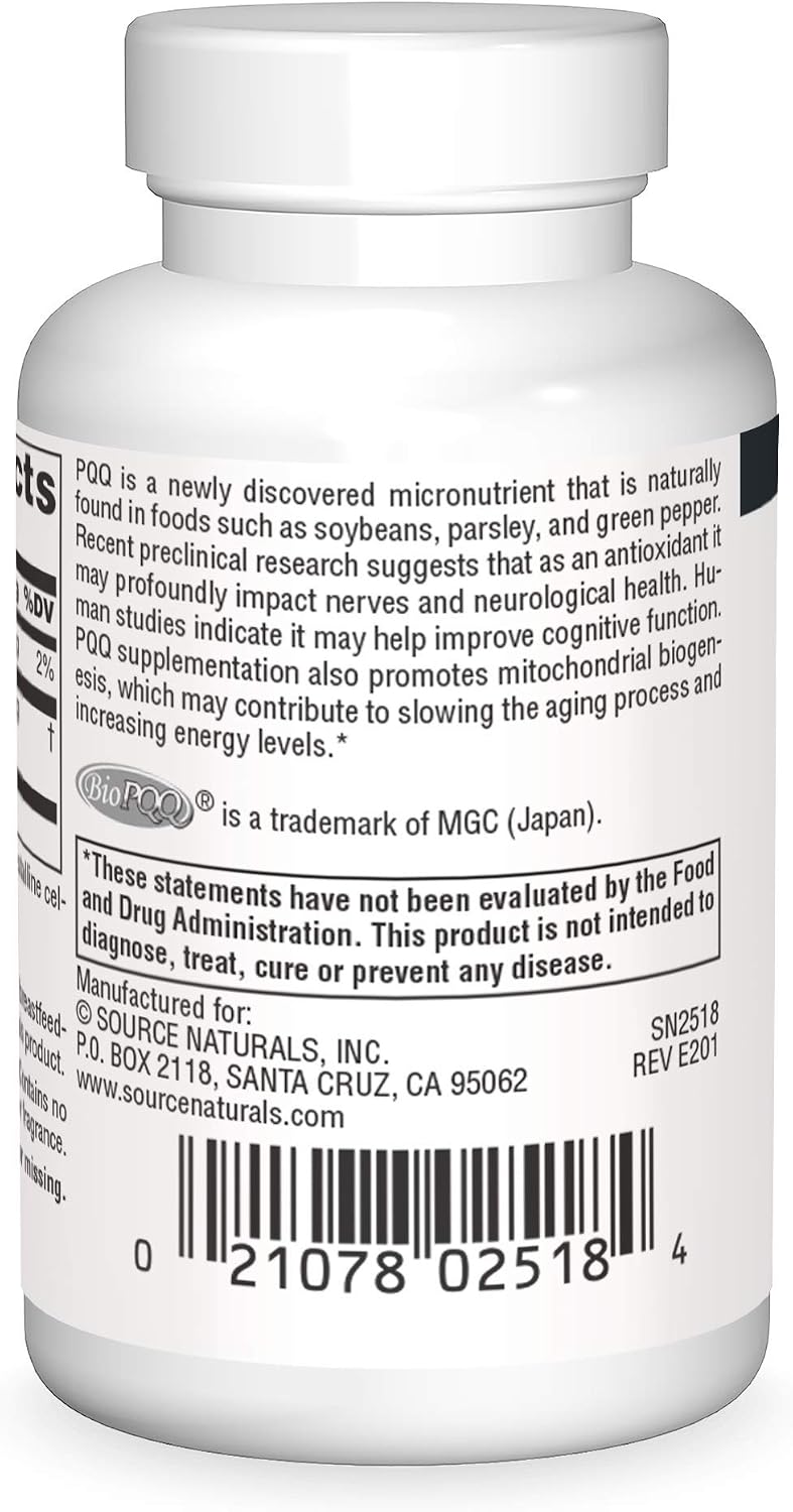 Source Naturals PQQ Mind - Cognitive Support Supplement, 30 Tablets