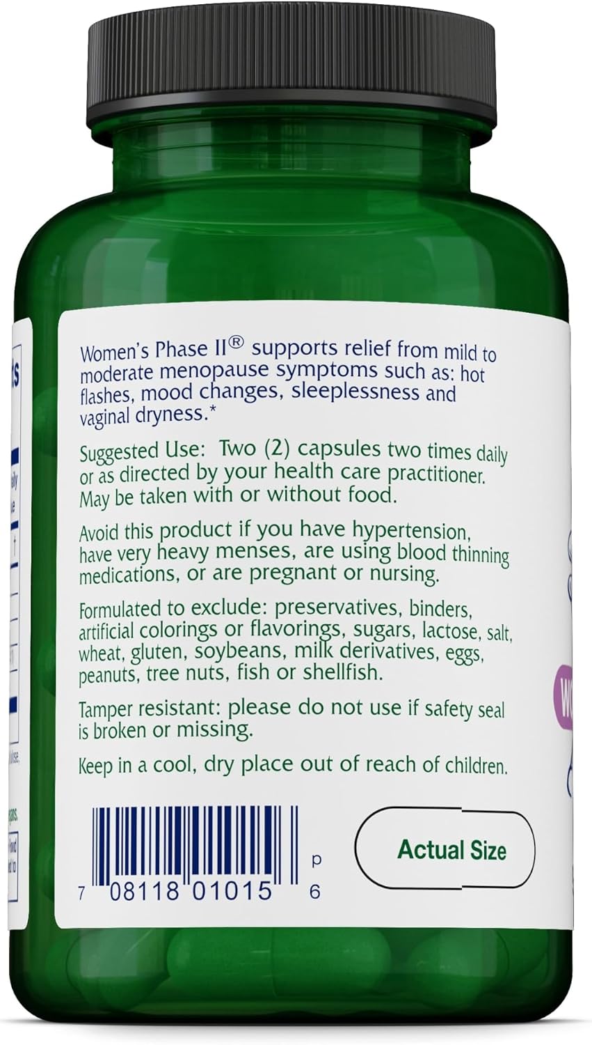 Vitanica Women's Phase II, Menopause Support, Vegan, 90 Cápsulas