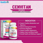 Dharma Healthvit Cenvitan Multivitamínico y Multimineral para Mujeres con 26 Nutrientes – 60 Comprimidos
