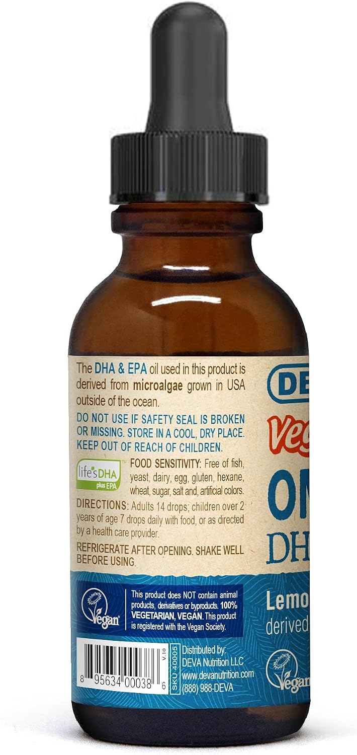 DEVA Vegan Liquid DHA-EPA (Lemon Flavor) 2 Fl. Oz Liquid (Pack of 2)