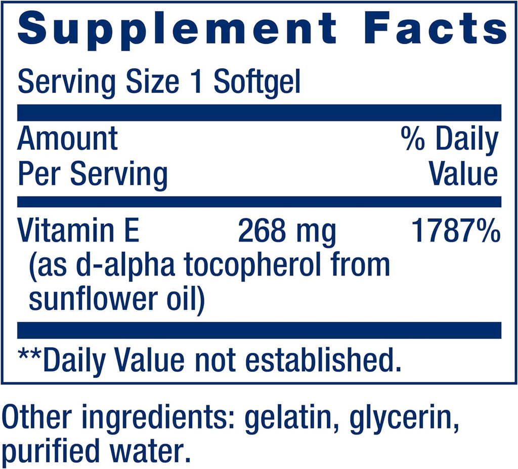 Life Extension Super Vitamin E, 268 mg (400 IU), Natural Vitamin E, Gluten-Free, Non-GMO, 90 Softgels