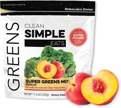 Clean Simple Eats Super Greens Polvo - Sabor Melocotón - 30 Dosis – Image 1