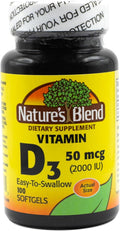 Nature's Blend Vitamina D3 50 mcg (2000 UI) 100 Cápsulas Blandas
