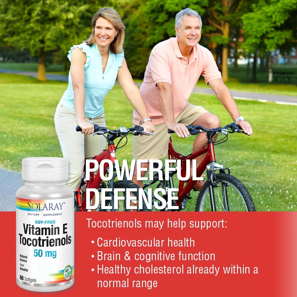 SOLARAY Tocotrienoles de Vitamina E 50 mg, Apoyo Cognitivo, Sin Soja, 50 Cápsulas