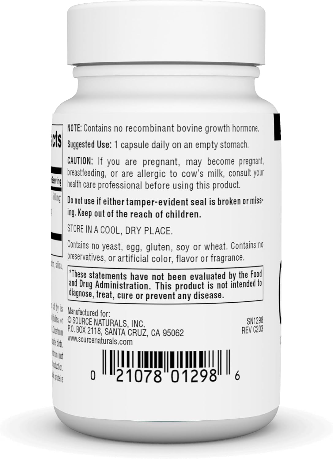 Source Naturals Colostrum 30% Inmunoglobulinas - 30 Cápsulas
