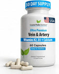 CRYSTAL PEAKS NUTRITION Suplemento para Venas y Arterias - Apoyo a la Circulación Sanguínea con Calcio, Vitaminas K2 y D3 - 60 Comprimidos