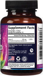 Nature's Peak Vitamina E 180 mg - 60 Softgels - Apoyo Antioxidante e Inmunitario