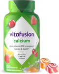 Vitafusion Calcium Gummies con vitamina D, sabor a frutas y crema, 100 gomitas (50 días)