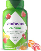 Vitafusion Calcium Gummies con vitamina D, sabor a frutas y crema, 100 gomitas (50 días)