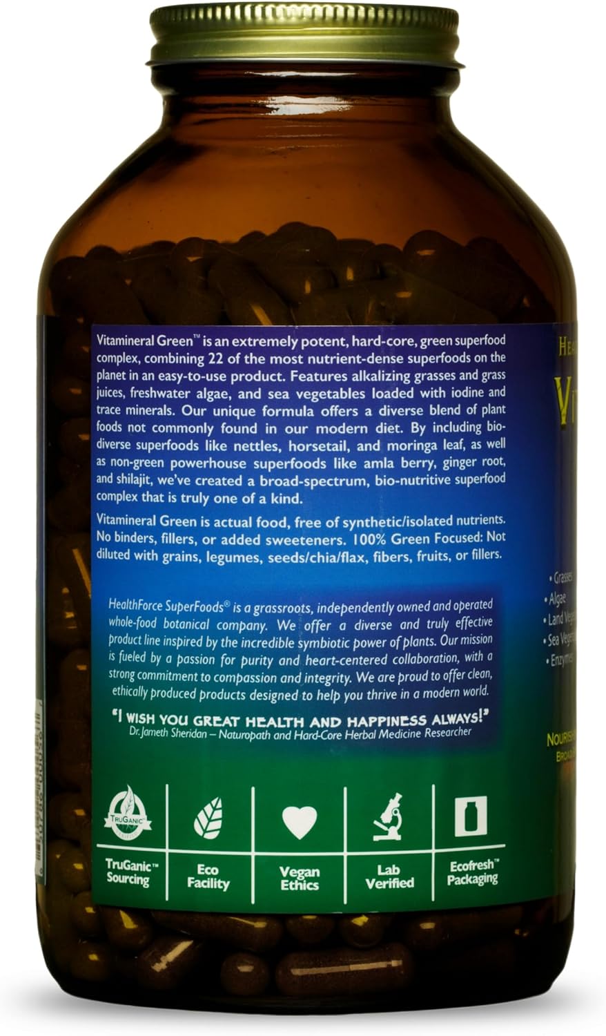 HEALTHFORCE SUPERFOODS Vitamineral Green - Suplemento de Superalimentos Verdes - 400 Cápsulas