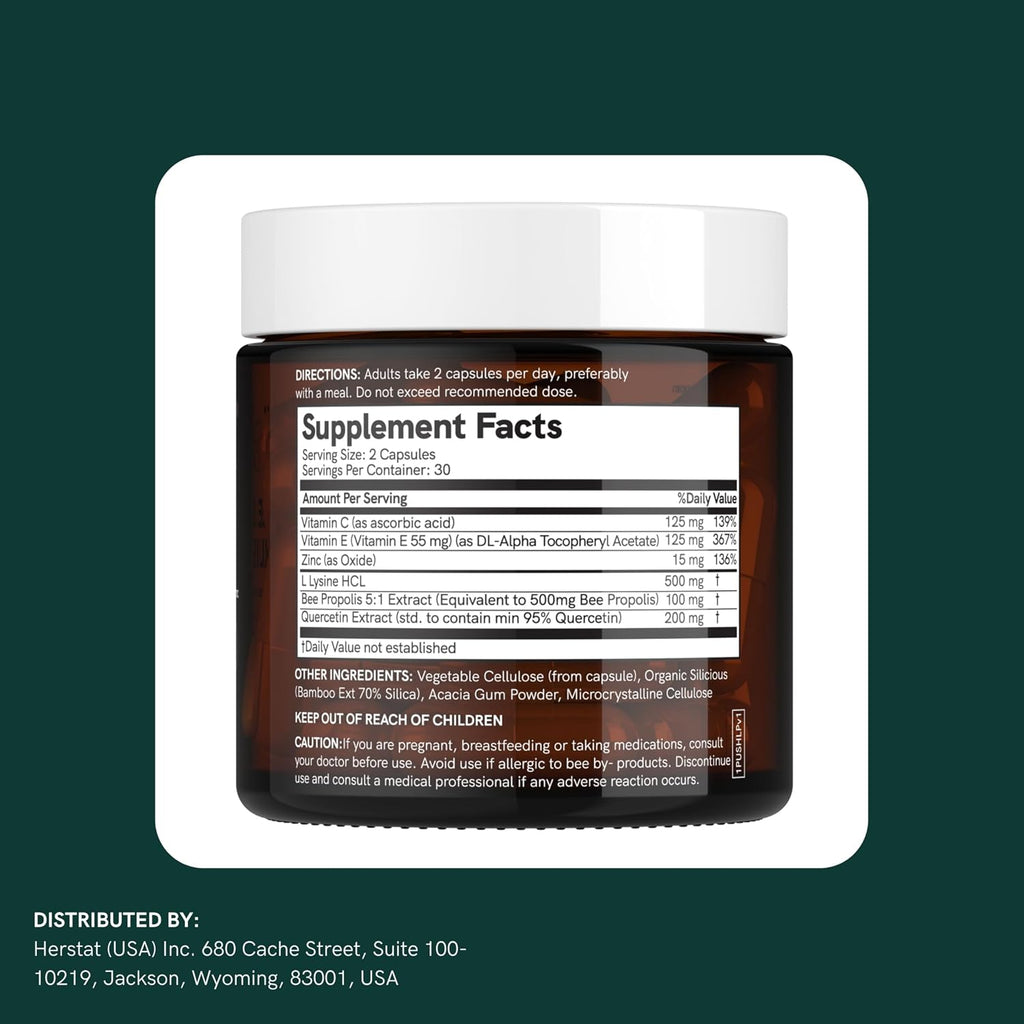 Dr Sosnowski's L-Lisina y Propóleo | Fórmula de Alta Potencia con Quercetina, Vitaminas C, E y Zinc