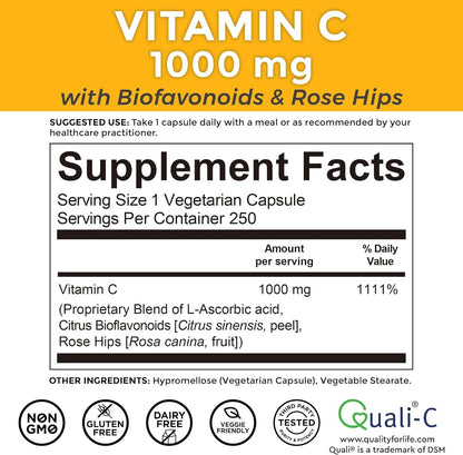 Viva Naturals Vitamina C 1000 mg con Bioflavonoides Cítricos y Escaramujo – 250 Cápsulas Vegetarianas – Image 6
