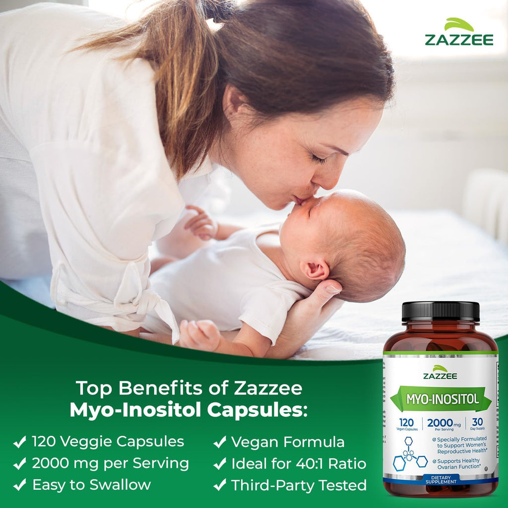 Zazzee Mioinositol 2000 mg 120 Cápsulas Veganas