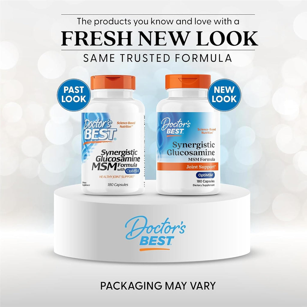 Doctor's Best Fórmula Sinérgica de Glucosamina con MSM, 180 Cápsulas