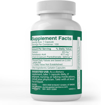 PURE ORIGINAL INGREDIENTS Ácido Pantoténico – El ácido pantoténico contribuye al rendimiento mental normal. – Image 3