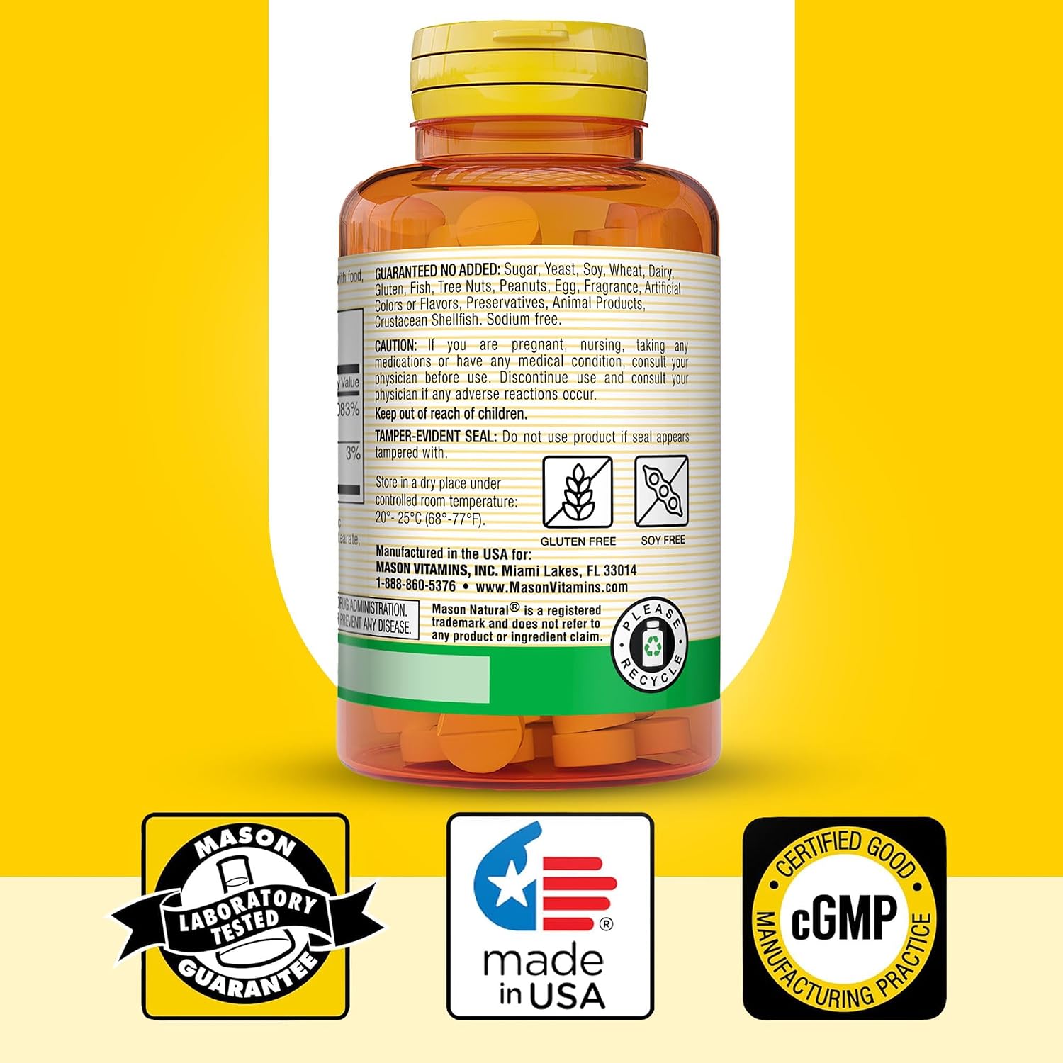 MASON NATURAL Vitamina B12 50 mcg con Calcio, Suplemento dietético para energía natural, 100 tabletas