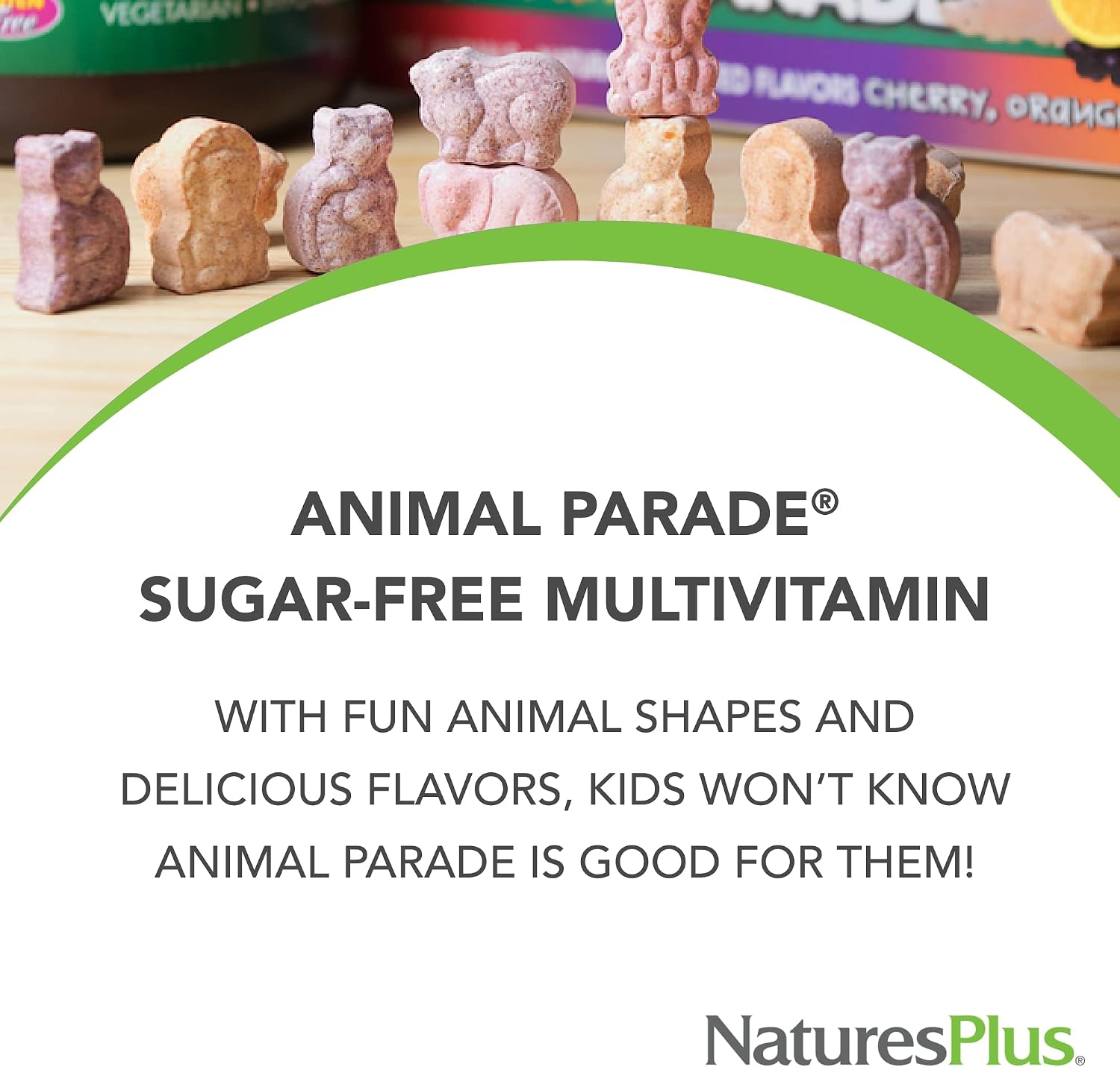 NaturesPlus Animal Parade Multivitamínico Infantil Sin Azúcar - 90 Comprimidos Masticables