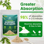 Slippery Elm en Polvo: Corteza Interior Superior 100% Pura, Vegana y sin OGM (1 lb / 349 porciones)
