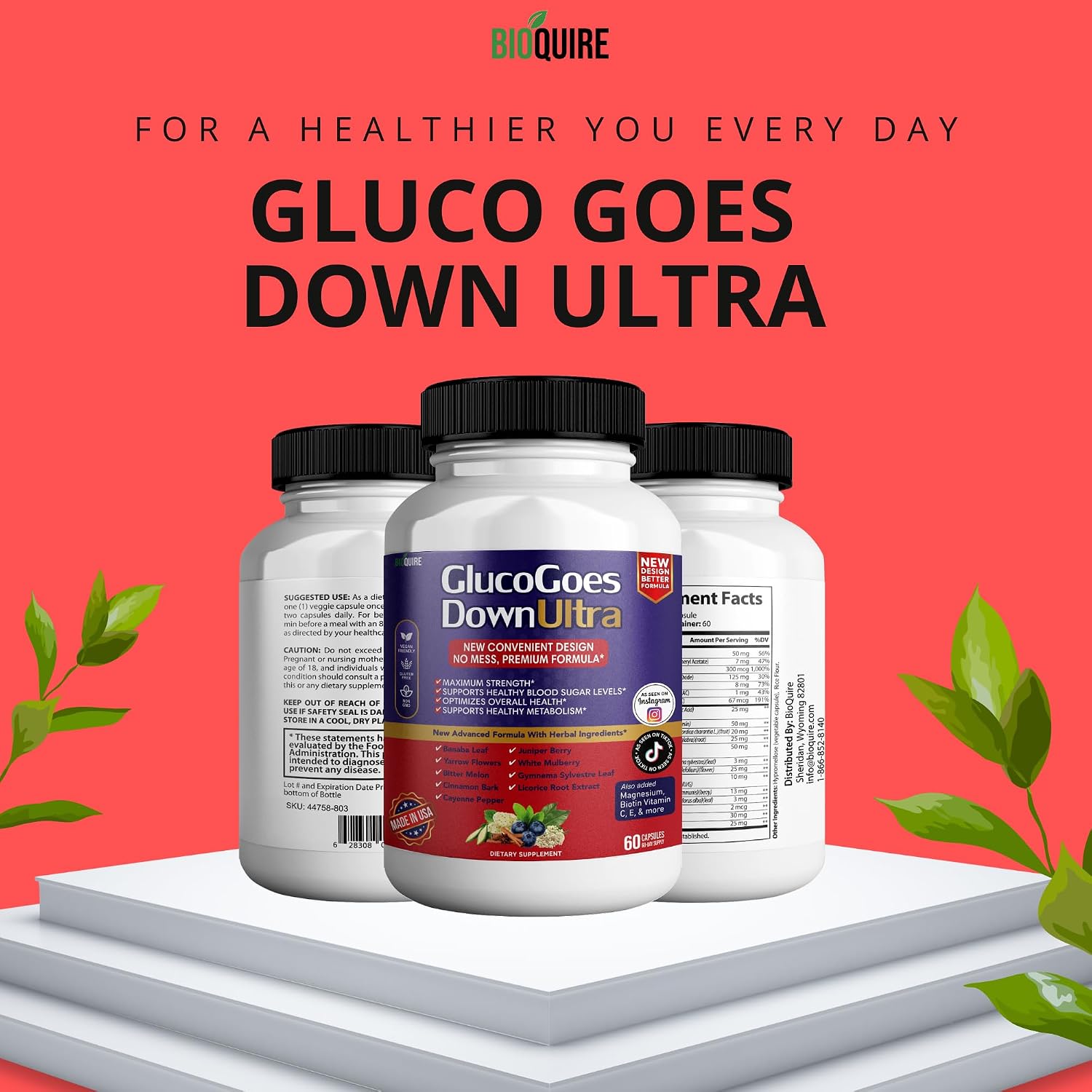 GlucoGoes Down Ultra – Complemento alimenticio, 120 cápsulas (Pack de 2 envases)