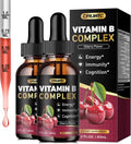 CFILIHTC Complejo B en Gotas Líquidas (2 Pack) - Vitaminas B1, B2, B3, B5, B6, B7, B9 y Metil B12 - Sabor Cereza - Vegano