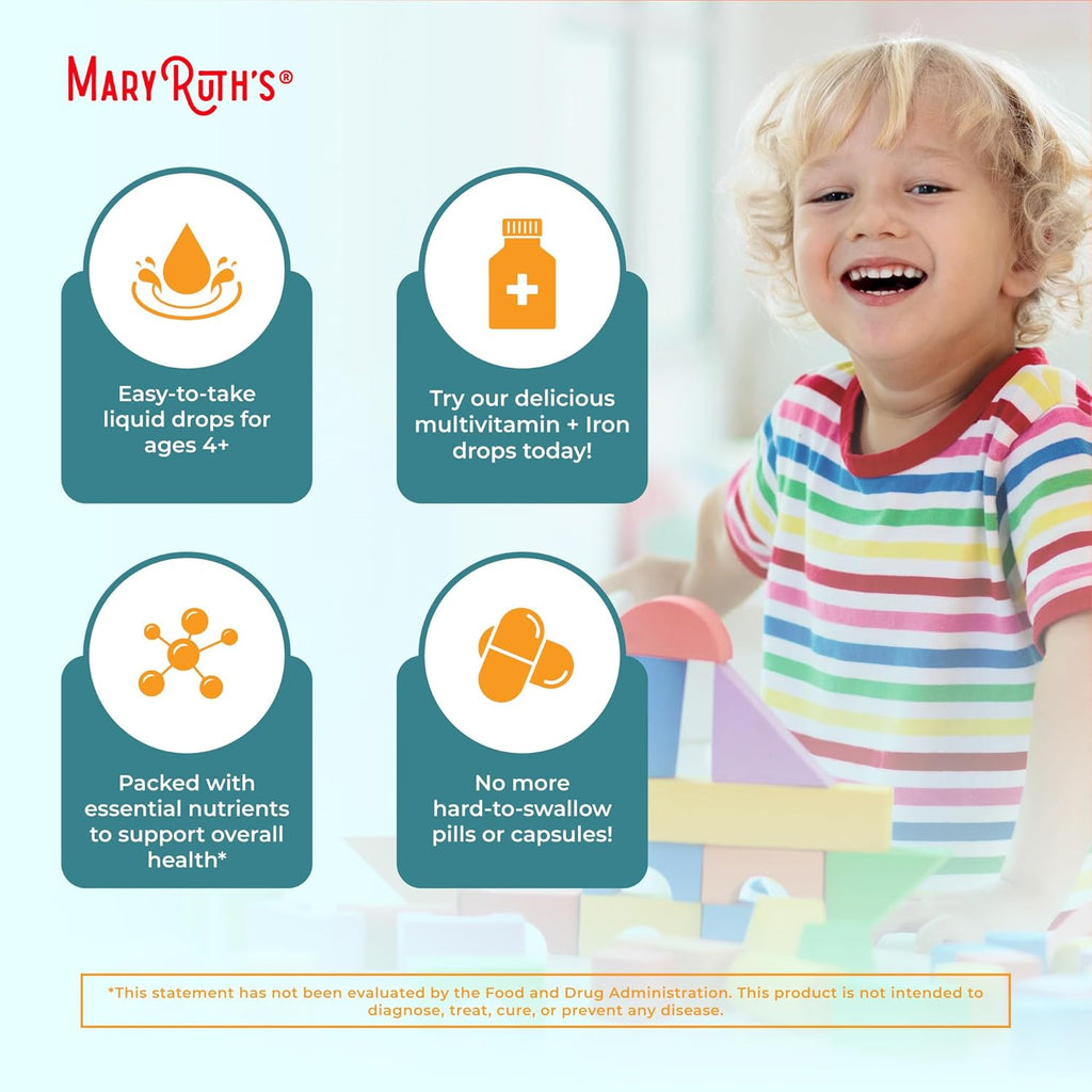 MaryRuth's Organics Multivitamínico con Hierro para Niños de 1 a 3 años, Gotas Líquidas Orgánicas, 59 ml
