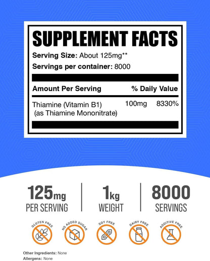 BulkSupplements.com Polvo de Tiamina – El funcionamiento normal del sistema nervioso. – Image 2