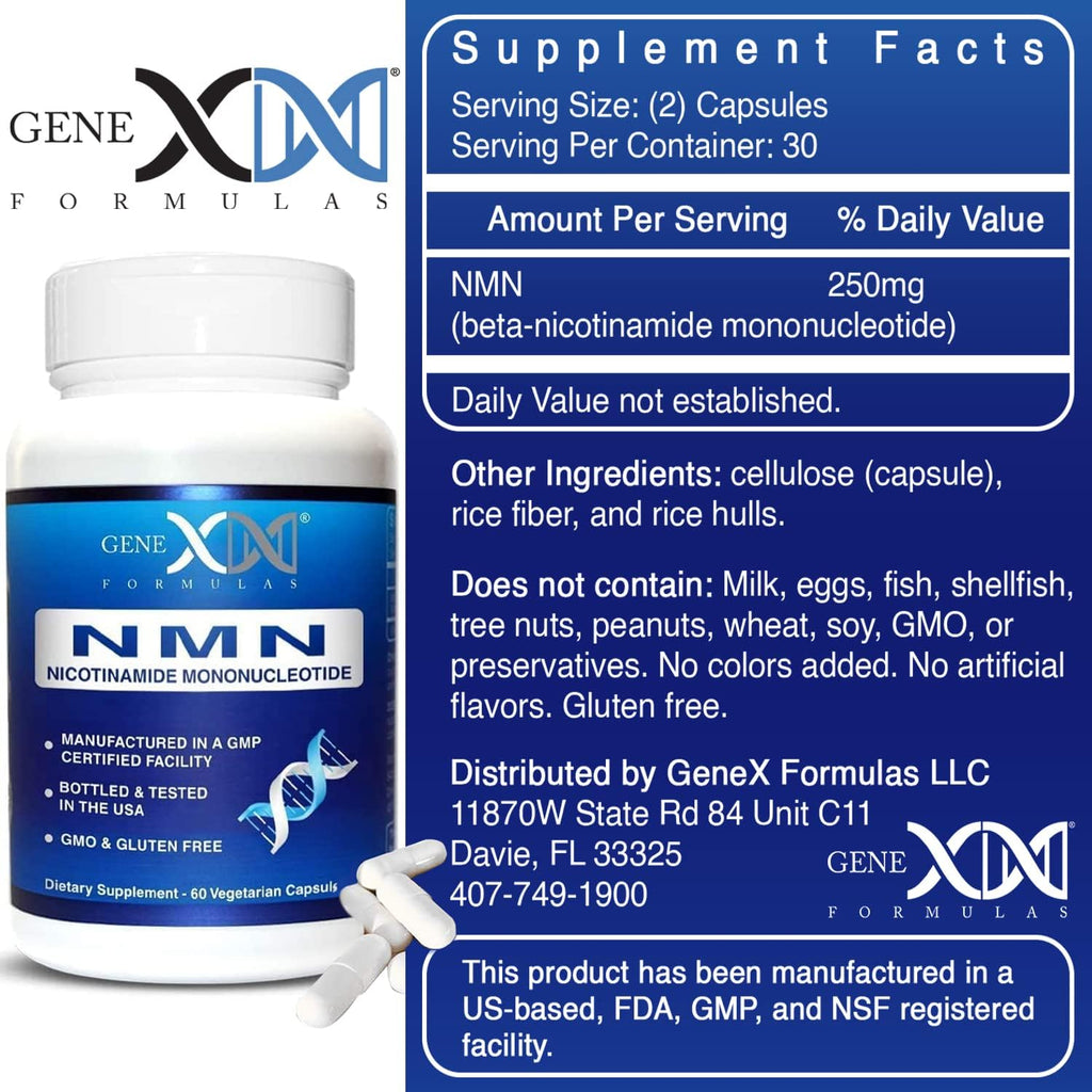 Genex Formulas NMN 250mg - Forma Estabilizada (60 Cápsulas)