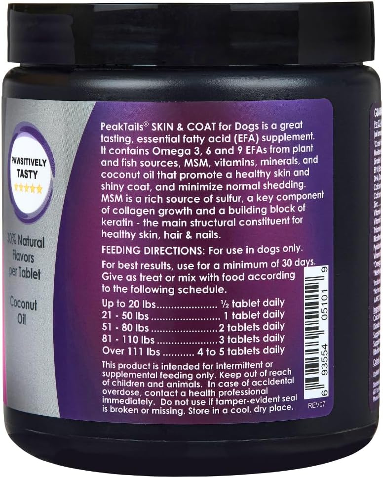 Kala Health PeakTails Suplemento para Piel y Pelaje para Perros – 90 Comprimidos Masticables